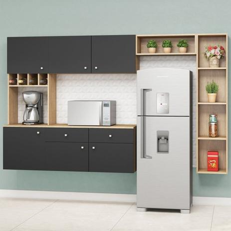 Cozinha Completa 5 Peças 6 Portas e 2 Gavetas com Paneleiro Suspenso Espresso Móveis Carvalho/Grafite Menor preço em Cozinha Completa 5 Peças 6 Portas e 2 Gavetas com Paneleiro Suspenso Espresso Móveis Carvalho/Grafite