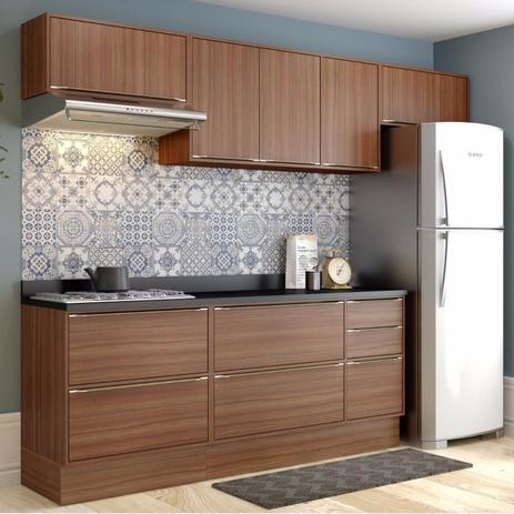 Cozinha Completa 8 Módulos 8 Portas Calábria Multimóveis Nogueira Menor preço em Cozinha Completa 8 Módulos 8 Portas Calábria Multimóveis Nogueira