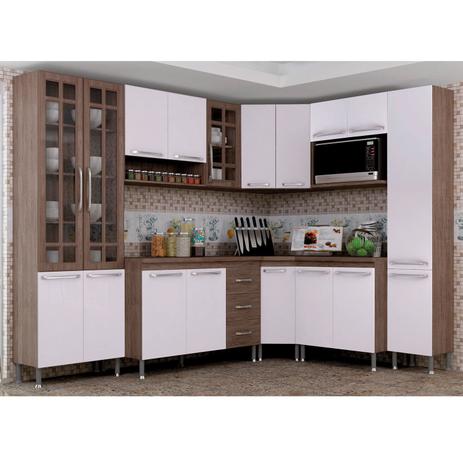 Cozinha Completa com Tampo 8 Peças Paneleiro Duplo Louise Indekes Nogal/Branco/Nogal Menor preço em Cozinha Completa com Tampo 8 Peças Paneleiro Duplo Louise Indekes Nogal/Branco/Nogal
