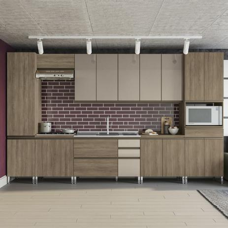 Menor preço em Cozinha Completa Maxxi 16 Portas 4 Gavetas Cb468 Nogal - Kappesberg