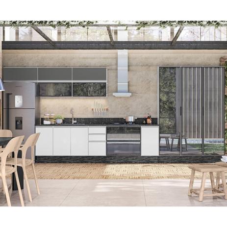 Cozinha Completa Modulada 10 Peças 100% MDF Kali Premium Branco Chumbo Cetim Nicioli Menor preço em Cozinha Completa Modulada 10 Peças 100% MDF Kali Premium Branco Chumbo Cetim Nicioli