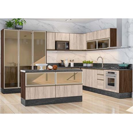 Cozinha Completa Modulada 18 Peças II 100% MDF Kali Premium Amendoa Arezzo Rust Nicioli Menor preço em Cozinha Completa Modulada 18 Peças II 100% MDF Kali Premium Amendoa Arezzo Rust Nicioli