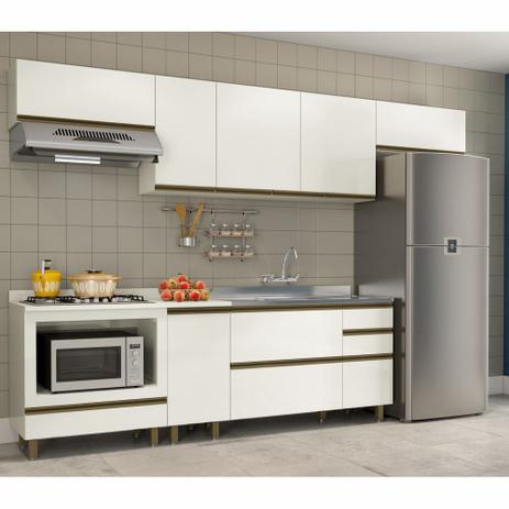 Cozinha Completa Modulada Vitória Vicenza 7 Peças com Luzes LED MDF K110L Dalla Costa Menor preço em Cozinha Completa Modulada Vitória Vicenza 7 Peças com Luzes LED MDF K110L Dalla Costa
