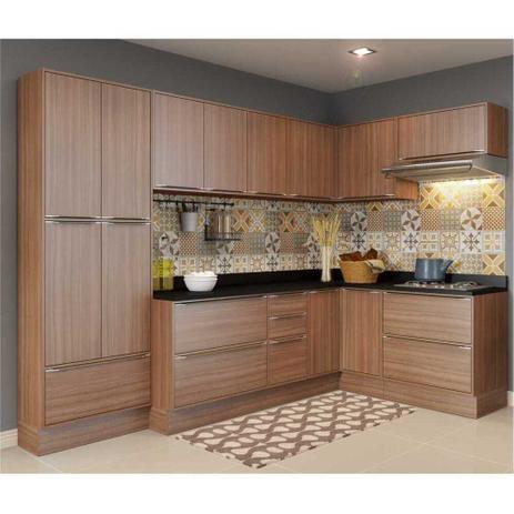 Cozinha Completa Multimóveis com 12 peças Calábria 5462R Nogueira Menor preço em Cozinha Completa Multimóveis com 12 peças Calábria 5462R Nogueira