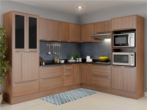 Cozinha Completa Multimóveis com 14 peças Calábria 5461R Nogueira Menor preço em Cozinha Completa Multimóveis com 14 peças Calábria 5461R Nogueira