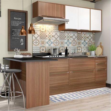 Menor preço em Cozinha Completa Multimóveis com 5 peças Calábria 5455 Nogueira/Branco