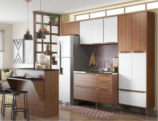 Menor preço em Cozinha Completa Multimóveis com 5 peças Calábria 5464 Nogueira/Branco