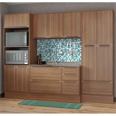 Cozinha Completa Multimóveis com 7 peças Calábria 5452R Nogueira Menor preço em Cozinha Completa Multimóveis com 7 peças Calábria 5452R Nogueira