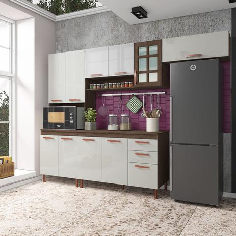 Cozinha completa sophie berlim modulada 4 peças 270 cm 11 portas 2 gavetas com tampo noce off - Cozinhas Sophie Menor preço em Cozinha completa sophie berlim modulada 4 peças 270 cm 11 portas 2 gavetas com tampo noce off - Cozinhas Sophie