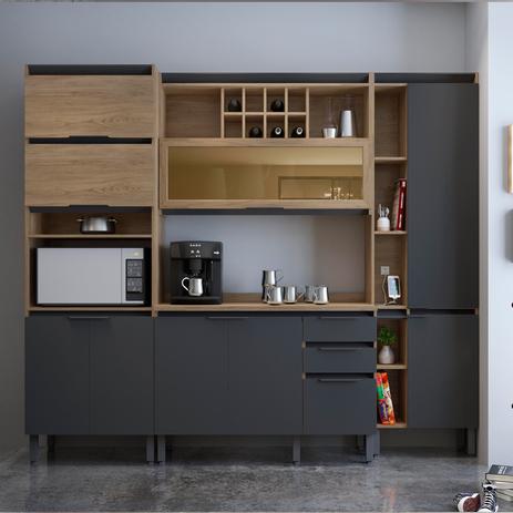 Cozinha Completa Thela Hibisco 4 Peças Paneleiro Com USB Aveiro/Grafite Menor preço em Cozinha Completa Thela Hibisco 4 Peças Paneleiro Com USB Aveiro/Grafite
