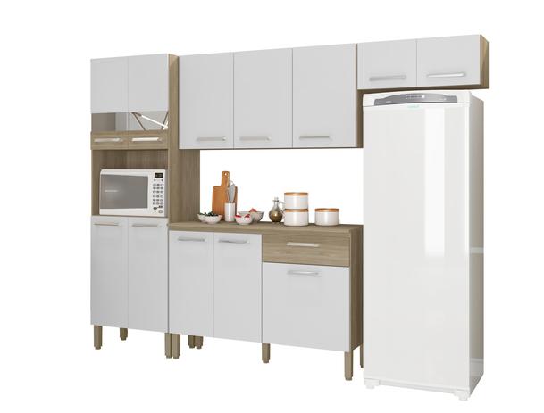 Cozinha Completa Versalhes 12 Portas Nogal White / CP Nogal - Kits Paraná Menor preço em Cozinha Completa Versalhes 12 Portas Nogal White / CP Nogal - Kits Paraná