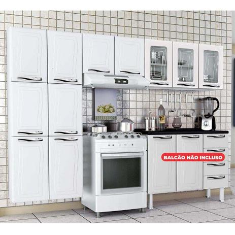 Cozinha em Aço Colormaq Ipanema 3 Peças com 11 Portas - Branco - Color Visao Menor preço em Cozinha em Aço Colormaq Ipanema 3 Peças com 11 Portas - Branco - Color Visao