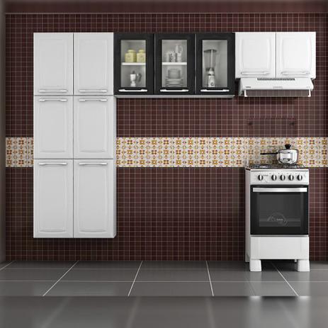 Cozinha Itatiaia Criativa Compacta 3 Pecas Branco Paneleiro Armario Aereo 3 Vidros Pretos Menor preço em Cozinha Itatiaia Criativa Compacta 3 Pecas Branco Paneleiro Armario Aereo 3 Vidros Pretos