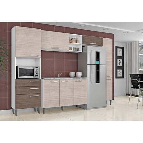 Cozinha Modulada 05 Peças Natália Amêndoa com Capuccino - Poquema Menor preço em Cozinha Modulada 05 Peças Natália Amêndoa com Capuccino - Poquema