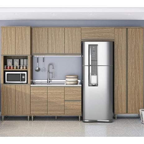 Cozinha Modulada 05 Peças Smart Nogueira Mobler Menor preço em Cozinha Modulada 05 Peças Smart Nogueira Mobler