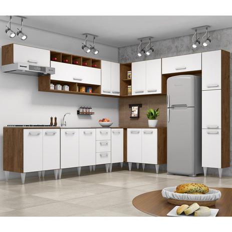 Cozinha Modulada 10 Peças Milena 2712 Marrom Branco Milani Movelaria Menor preço em Cozinha Modulada 10 Peças Milena 2712 Marrom Branco Milani Movelaria
