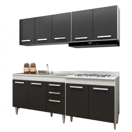 Cozinha Modulada 4 Módulos Composição 5 Branco/Preto - Lumil Móveis Menor preço em Cozinha Modulada 4 Módulos Composição 5 Branco/Preto - Lumil Móveis