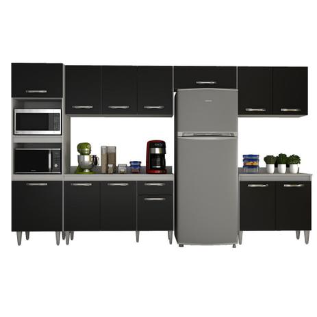 Cozinha Modulada 6 Módulos Composição 1 Branco/Preto - Lumil - Lumil Móveis Menor preço em Cozinha Modulada 6 Módulos Composição 1 Branco/Preto - Lumil - Lumil Móveis