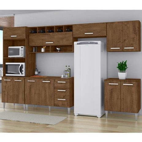 Cozinha Modulada 6 Peças Milena 2721 Marrom Milani Movelaria Menor preço em Cozinha Modulada 6 Peças Milena 2721 Marrom Milani Movelaria