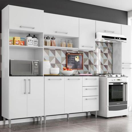 Cozinha Modulada Balcão com Tampo 3 Peças Sharmila Branco - Poquema Menor preço em Cozinha Modulada Balcão com Tampo 3 Peças Sharmila Branco - Poquema