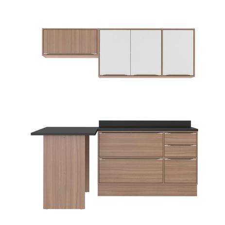 Cozinha Modulada Calábria 6 Peças Nogueira E Branco Multimóveis Menor preço em Cozinha Modulada Calábria 6 Peças Nogueira E Branco Multimóveis