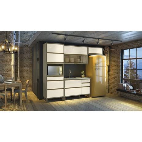 Cozinha Modulada Lyra 05 Peças Henn - Duna/Off White Menor preço em Cozinha Modulada Lyra 05 Peças Henn - Duna/Off White
