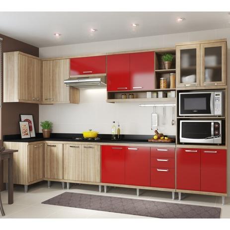 Menor preço em Cozinha Modulada Sicilia 07 Modulos Argila Vermelho Multimoveis - Multimóveis