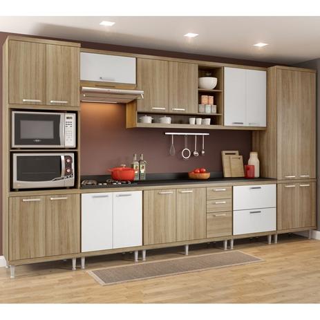Cozinha Modulada Sicilia 08 Modulos Argila Branco Multimoveis - Multimóveis Menor preço em Cozinha Modulada Sicilia 08 Modulos Argila Branco Multimoveis - Multimóveis