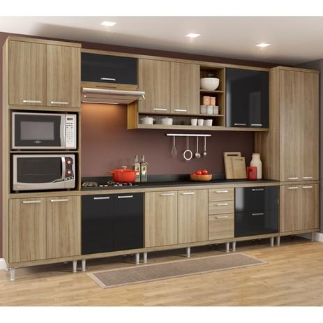Cozinha Modulada Sicilia 08 Modulos Argila Preto Multimoveis - Multimóveis Menor preço em Cozinha Modulada Sicilia 08 Modulos Argila Preto Multimoveis - Multimóveis