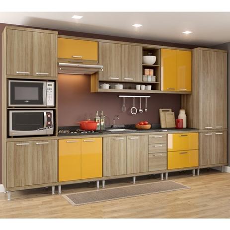 Cozinha Modulada Sicilia Argila Amarelo 08 Modulos Multimoveis - Multimóveis Menor preço em Cozinha Modulada Sicilia Argila Amarelo 08 Modulos Multimoveis - Multimóveis