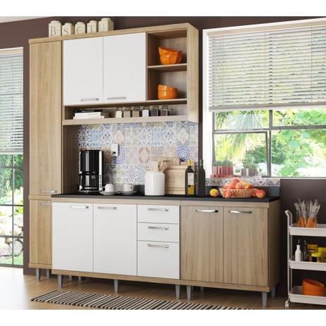 Cozinha Modulada Sicilia Argila Branco 04 Modulos Multimoveis - Multimóveis Menor preço em Cozinha Modulada Sicilia Argila Branco 04 Modulos Multimoveis - Multimóveis