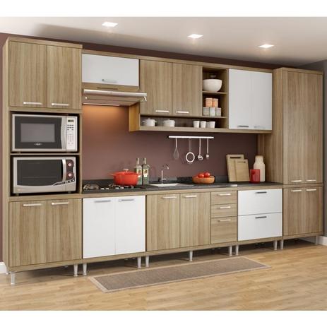 Cozinha Modulada Sicilia Argila Branco 08 Modulos Multimoveis - Multimóveis Menor preço em Cozinha Modulada Sicilia Argila Branco 08 Modulos Multimoveis - Multimóveis
