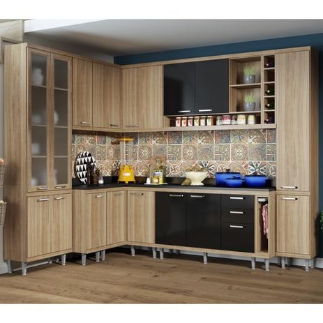 Cozinha Modulada Sicilia Argila Preto 10 Modulos Multimoveis - Multimóveis Menor preço em Cozinha Modulada Sicilia Argila Preto 10 Modulos Multimoveis - Multimóveis