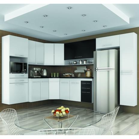 Cozinha Modulado Carbono 09 peças Branco/Preto - Qd Menor preço em Cozinha Modulado Carbono 09 peças Branco/Preto - Qd
