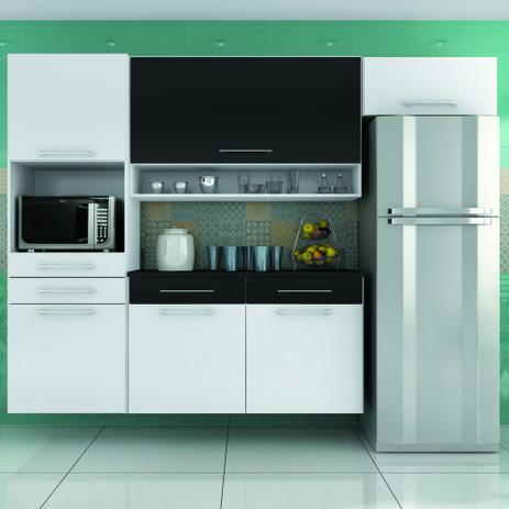 Cozinha Modulado Rebeca Cristal 4 peças Branco/Preto - Qd Menor preço em Cozinha Modulado Rebeca Cristal 4 peças Branco/Preto - Qd