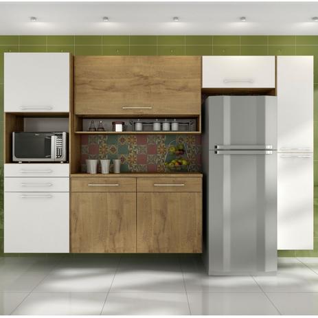 Cozinha Modulado Rebeca Jade 5 peças Castanho/Branco - Qd Menor preço em Cozinha Modulado Rebeca Jade 5 peças Castanho/Branco - Qd