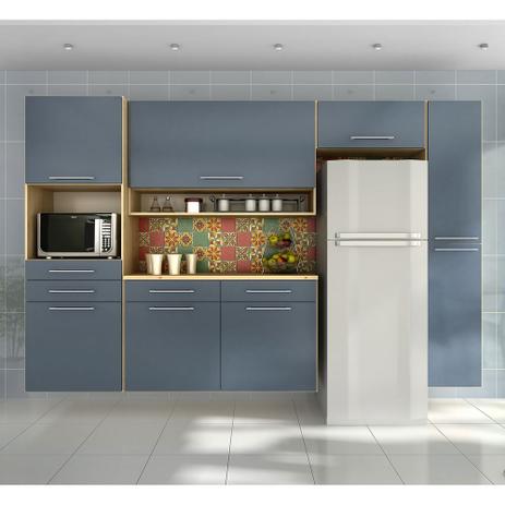 Cozinha Modulado Rebeca Jade 5 peças Cedro/Azul - Ws Menor preço em Cozinha Modulado Rebeca Jade 5 peças Cedro/Azul - Ws