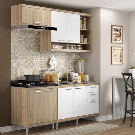 Cozinha Sicília Compacta Argila/Branco 4 Módulos 7 Portas 3 Gavetas C/Balcão Multimóveis Menor preço em Cozinha Sicília Compacta Argila/Branco 4 Módulos 7 Portas 3 Gavetas C/Balcão Multimóveis