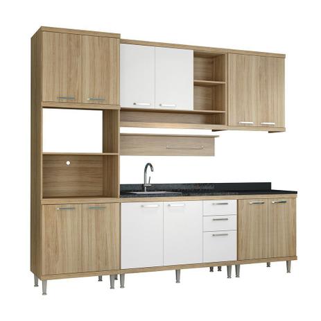 Cozinha Sicília Compacta Argila/Branco 6 Módulos 12 Portas 3 Gavetas Multimóveis Menor preço em Cozinha Sicília Compacta Argila/Branco 6 Módulos 12 Portas 3 Gavetas Multimóveis