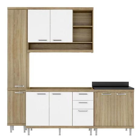 Cozinha Sicília Compacta Argila/Branco/Preto 4 Módulos 8 Portas 3 Gavetas Multimóveis Menor preço em Cozinha Sicília Compacta Argila/Branco/Preto 4 Módulos 8 Portas 3 Gavetas Multimóveis