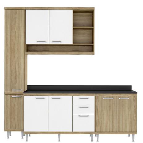 Cozinha Sicília Compacta Argila/Branco/Preto 5 Módulos 8 Portas 3 Gavetas C/Tampo Multimóveis Menor preço em Cozinha Sicília Compacta Argila/Branco/Preto 5 Módulos 8 Portas 3 Gavetas C/Tampo Multimóveis