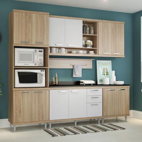 Cozinha Sicília Compacta Argila/Branco/Preto 7 Módulos 12 Portas 3 Gavetas C/Tampo Multimóveis Menor preço em Cozinha Sicília Compacta Argila/Branco/Preto 7 Módulos 12 Portas 3 Gavetas C/Tampo Multimóveis