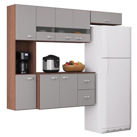 Cozinha Suspensa Júlia 3 Peças com Balcão com Tampo Capuccino/Off White - Poquema Menor preço em Cozinha Suspensa Júlia 3 Peças com Balcão com Tampo Capuccino/Off White - Poquema