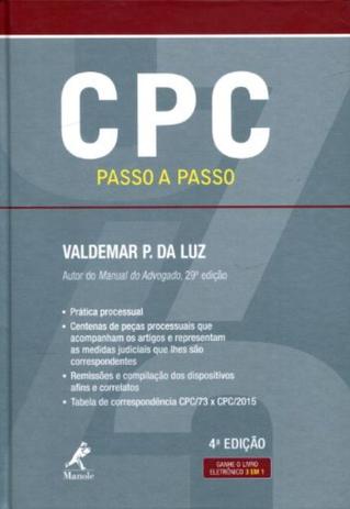CPC - Passo a Passo - 4ª Edição 2017 -Valdemar P. Da Luz - Manole Menor preço em CPC - Passo a Passo - 4ª Edição 2017 -Valdemar P. Da Luz - Manole