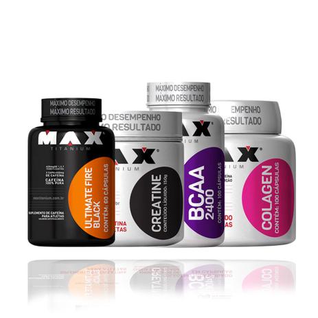 Creatine 150caps - BCAA 100caps - Colageno 100caps - Fire bl - Max titanium é boa?