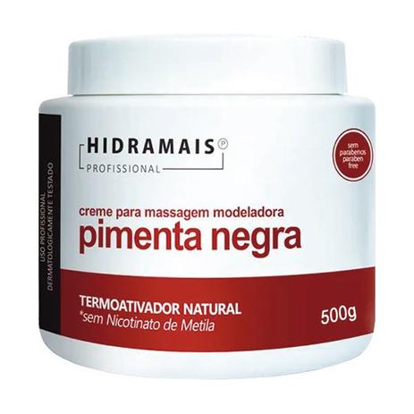 Creme de Massagem Modeladora Pimenta Negra 500g Hidramais Menor preço em Creme de Massagem Modeladora Pimenta Negra 500g Hidramais