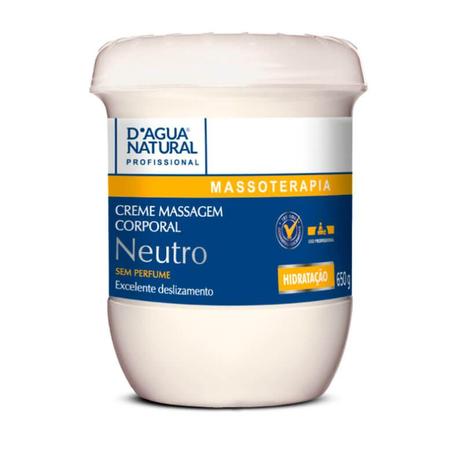 Creme De Massagem Neutro Sem Perfume D'Água Natural 650g - D'agua natural Menor preço em Creme De Massagem Neutro Sem Perfume D'Água Natural 650g - D'agua natural