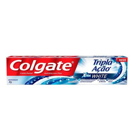 Creme Dental Colgate Tripla Ação Xtra White 70g Menor preço em Creme Dental Colgate Tripla Ação Xtra White 70g