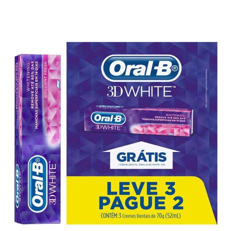 Creme Dental Oral B 3D White - 70g Leve 3 Pague 2 Menor preço em Creme Dental Oral B 3D White - 70g Leve 3 Pague 2