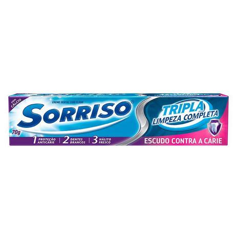Creme Dental Sorriso Tripla Limpeza Completa 70g Menor preço em Creme Dental Sorriso Tripla Limpeza Completa 70g